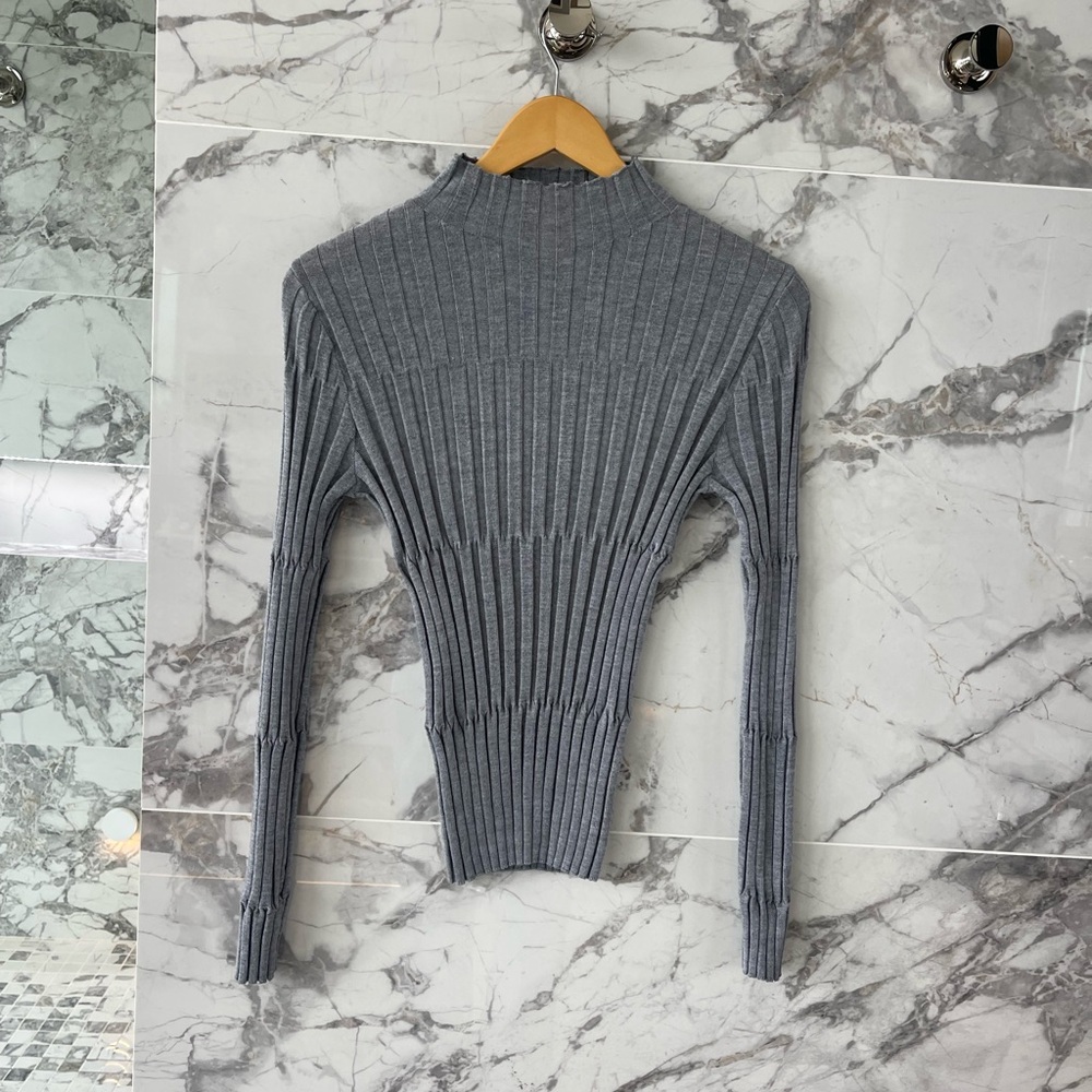 Ribbed Knit Mock Neck Sweater